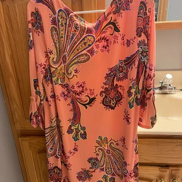 Pinkblush Paisley Print Mini Dress - Orange and Multicolor - Picture 2 of 3